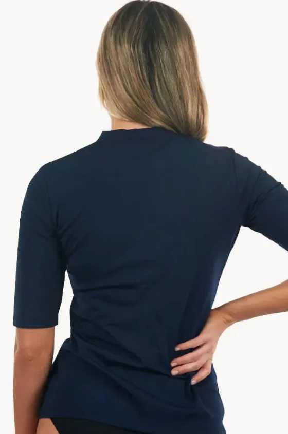 Rashies & Sunsuits^Babes In The Shade Classic Zip Short Sleeve Suntop Navy