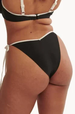 Bottoms^Raq Apparel Contrast Bind Cheeky Tie Side Brief Black/White