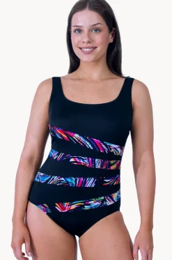 One Pieces^Longitude Coolangata Fan Tank One Piece Black/Multi