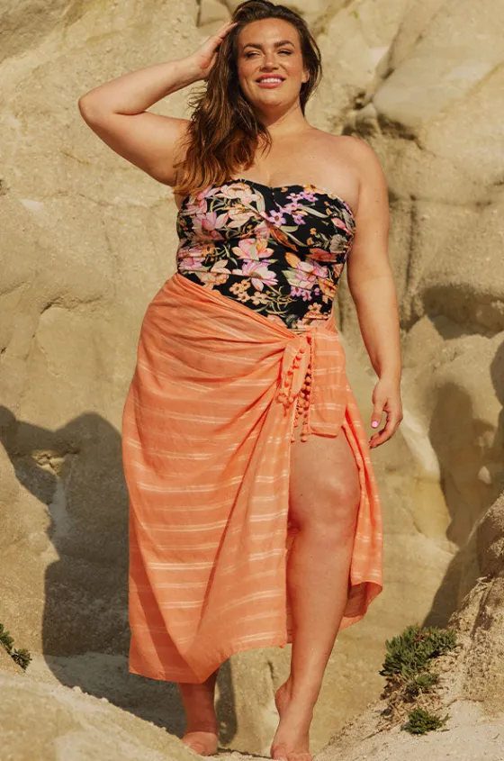 Sarongs^Capriosca Cotton Long Sarong Coral
