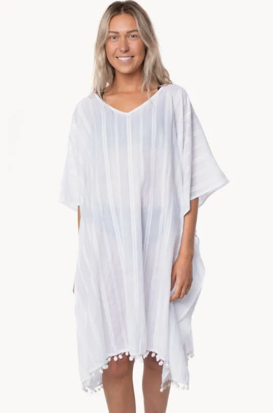 Overswim^Capriosca Cotton V Neck Kaftan WHITE