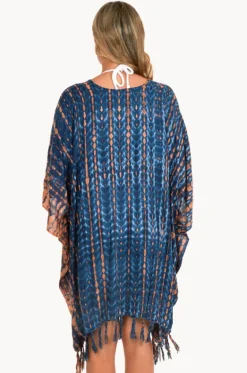 Overswim^Sundrenched Crackle Tie Dye V Neck Cover Up Navy