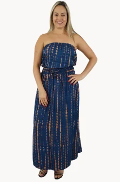 Dresses^Sundrenched Crackle Tube Dress Navy