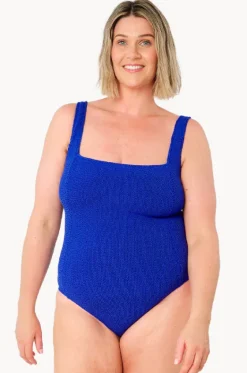 One Pieces^Une Piece Crinkle Classic Square Neck One Piece Cobalt