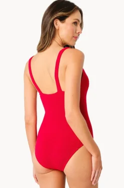 One Pieces^Une Piece Crinkle Classic Square Neck One Piece Red