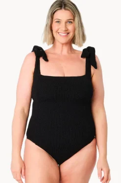 One Pieces^Une Piece Crinkle Classic Square Neck One Piece Black
