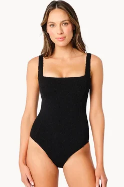 One Pieces^Une Piece Crinkle Classic Square Neck One Piece Black