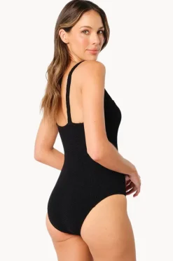 One Pieces^Une Piece Crinkle Classic Square Neck One Piece Black