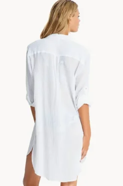 Tops^Seafolly Crinkle Twill Beach Shirt White