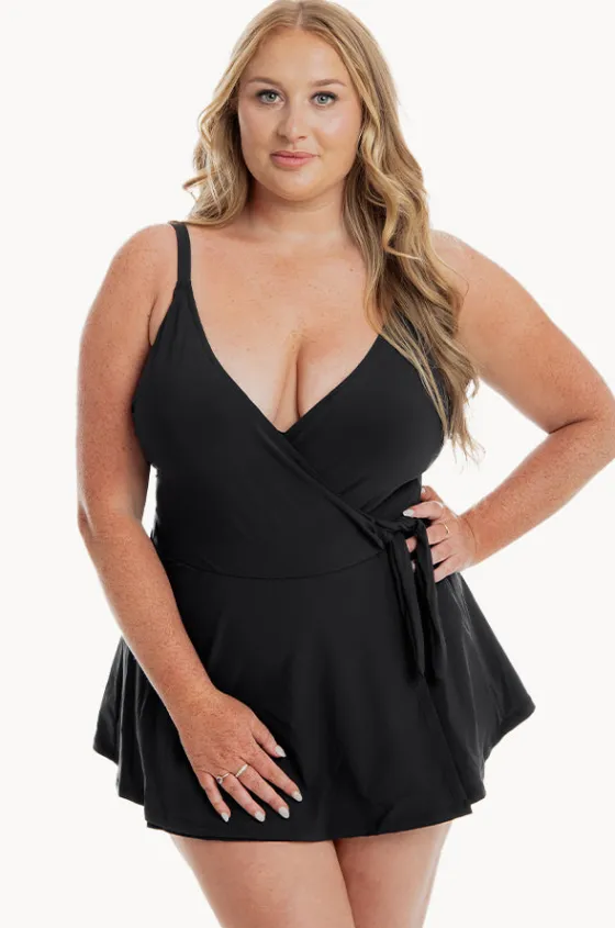 One Pieces^Togs Swimwear Cross Over Swim Dress BLACK