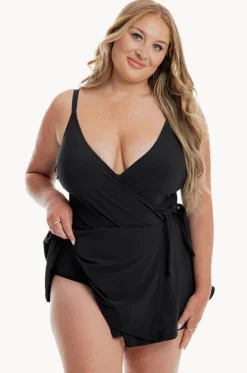 One Pieces^Togs Swimwear Cross Over Swim Dress BLACK