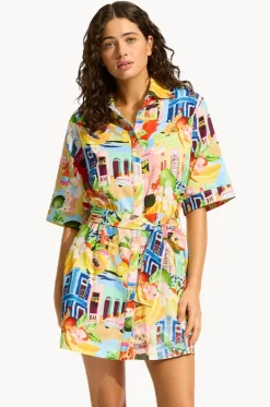 Dresses^Seafolly Cuba Mini Shirt Dress Turquoise