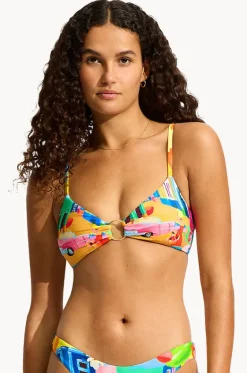 Bikini Tops^Seafolly Cuba Ring Front Bralette Turquoise