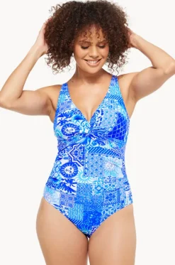 One Pieces^Togs Swimwear Delta Twist Front One Piece Blue/white