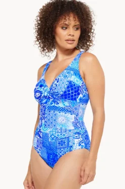 One Pieces^Togs Swimwear Delta Twist Front One Piece Blue/white
