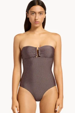 One Pieces^Jets Desert Geo Bandeau One Piece Chocolate