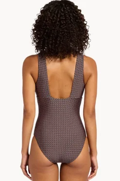 One Pieces^Jets Desert Geo Plunge One Piece Chocolate