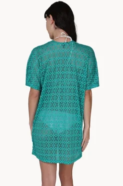 Overswim^J.valdi Diamante Open Front Kimono Emerald