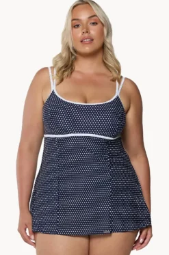 One Pieces^Capriosca Dots DD/E Cup Swim Dress One Piece Navy/White