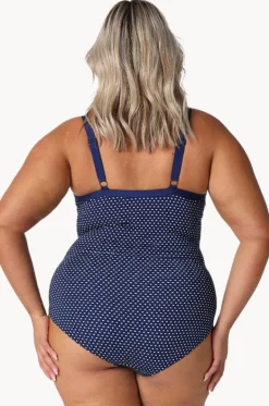 One Pieces^Capriosca Dots DD/E Cup Underwire One Piece Navy