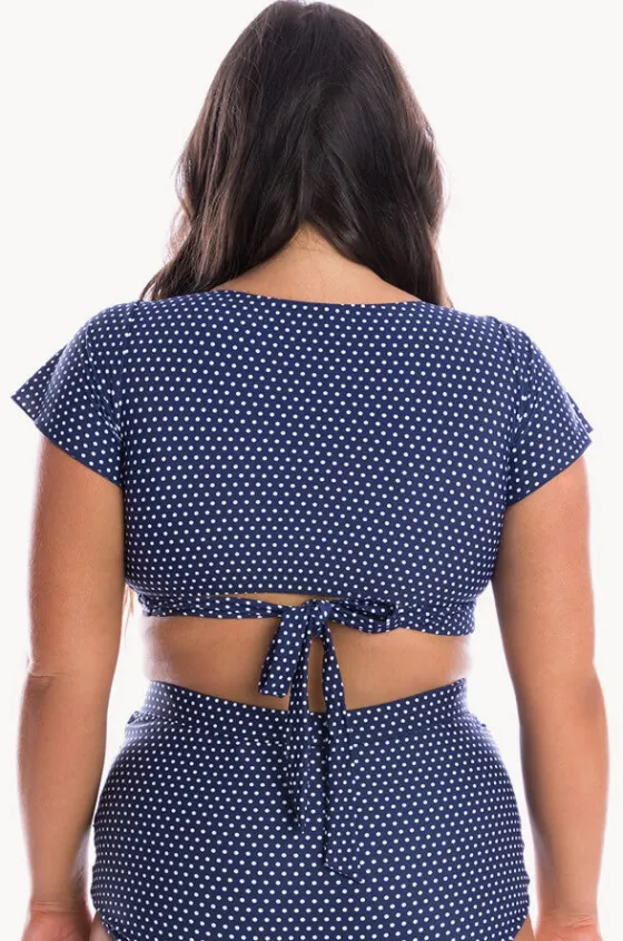 Bikini Tops^Capriosca Dots Moulded Frill Wrap Bra Navy/white