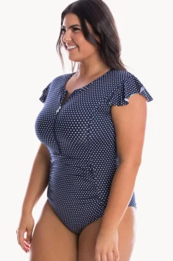 Rashies & Sunsuits^Capriosca Dots Sunsuit Navy/white