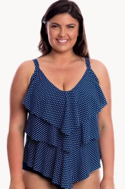 Tankini Tops^Capriosca Dots Tiered Tankini Separate Navy/white