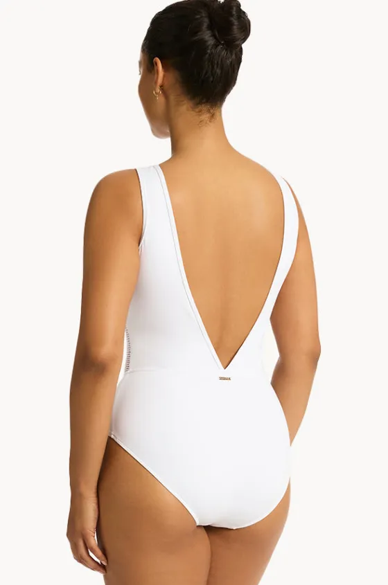 One Pieces^Sea Level Drift High Neck One Piece WHITE