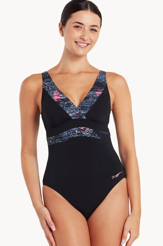 One Pieces^Zoggs Dusk Square Back One Piece Black/Grey