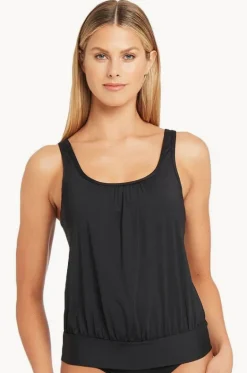 Tankini Tops^Sea Level Eco Essentials Blouson Tankini Separate Black
