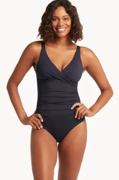 One Pieces^Sea Level Eco Essentials Cross Front One Piece Night sky