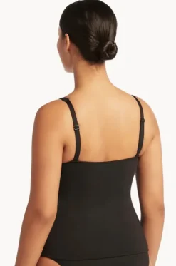 Tankini Tops^Sea Level Eco Essentials Cross Front Tankini Separate Black