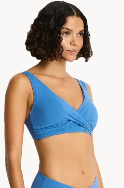 Bikini Tops^Sea Level Eco Essentials Cross Front Bra Denim
