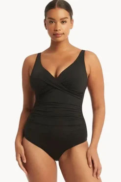 One Pieces^Sea Level Eco Essentials Cross Front One Piece Black