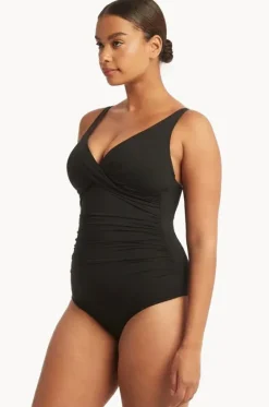One Pieces^Sea Level Eco Essentials Cross Front One Piece Black