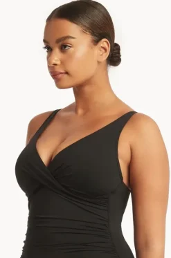 One Pieces^Sea Level Eco Essentials Cross Front One Piece Black