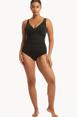 One Pieces^Sea Level Eco Essentials Cross Front One Piece Black