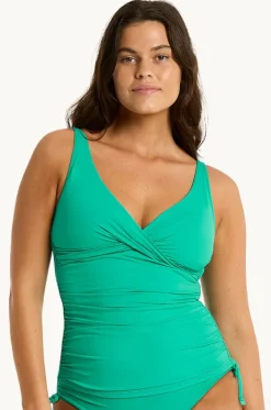 Tankini Tops^Sea Level Eco Essentials Cross Front Tankini Separate Evergreen