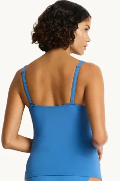 Tankini Tops^Sea Level Eco Essentials Cross Front Tankini Separate Denim