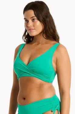Bikini Tops^Sea Level Eco Essentials Cross Front Bra Evergreen