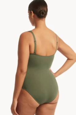 One Pieces^Sea Level Eco Essentials Cross Front One Piece Khaki