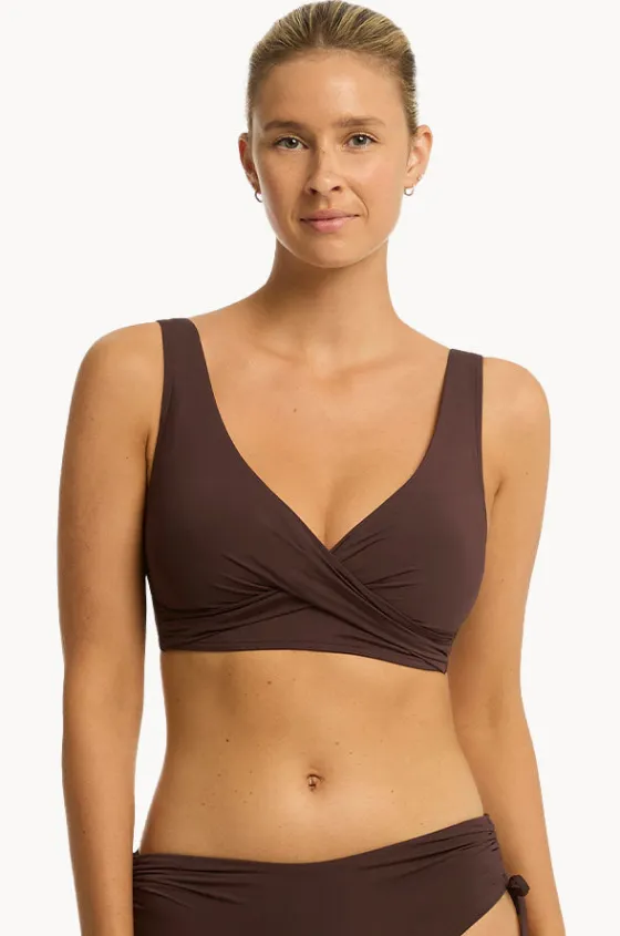 Bikini Tops^Sea Level Eco Essentials Cross Front Bra Cocoa