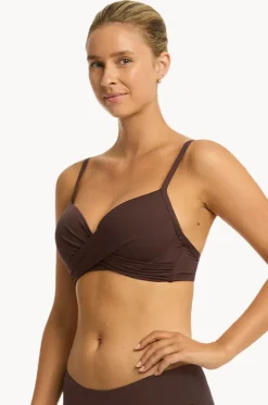 Bikini Tops^Sea Level Eco Essentials D/DD Cup Cross Front Bra Cocoa