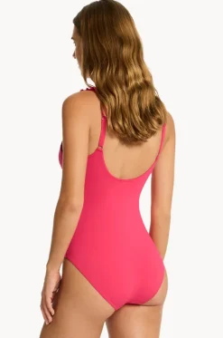 One Pieces^Sea Level Eco Essentials D/DD Cup Frill One Piece Rose