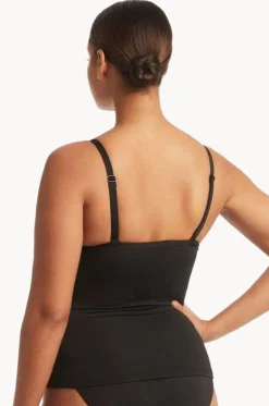 Tankini Tops^Sea Level Eco Essentials DD/E Cup Cross Front Tankini Separate Black