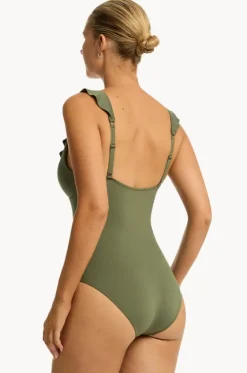 One Pieces^Sea Level Eco Essentials Frill One Piece Khaki