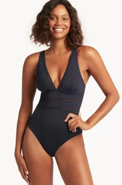One Pieces^Sea Level Eco Essentials Spliced One Piece Night sky