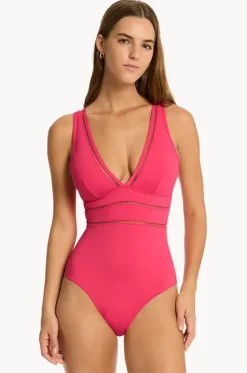 One Pieces^Sea Level Eco Essentials Spliced One Piece Rose