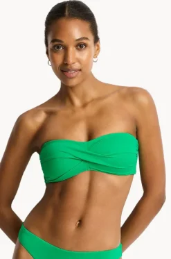 Bikini Tops^Sea Level Eco Essentials Twist Bandeau Kelly green