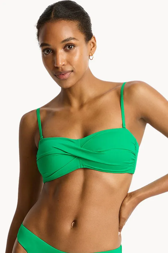Bikini Tops^Sea Level Eco Essentials Twist Bandeau Kelly green